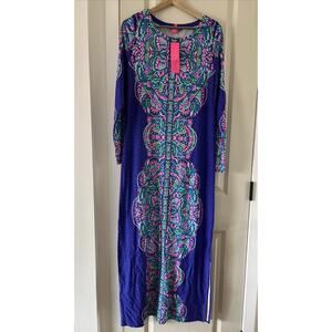 Lilly Pulitzer Emmarie Maxi Dress Bonita Babe Size M Long Sleeve Side Slits